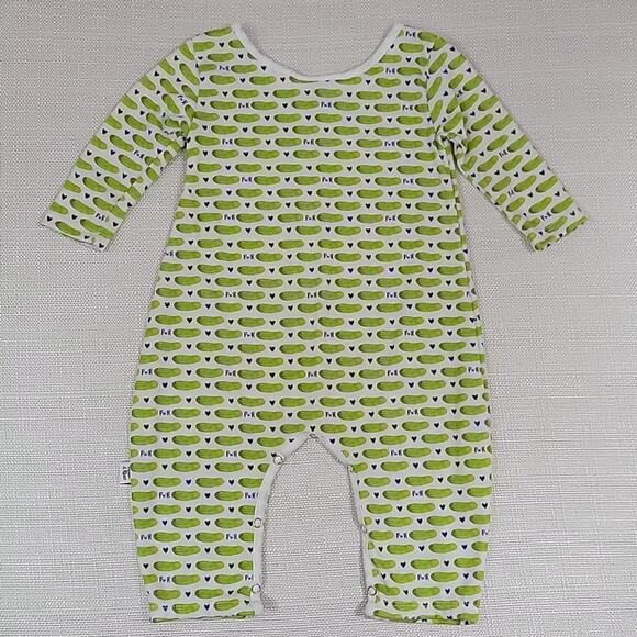 Pickles & Roses Pickles and Hearts All-Over Print Coveralls Romper 0-6 Months - Picture 3 of 11